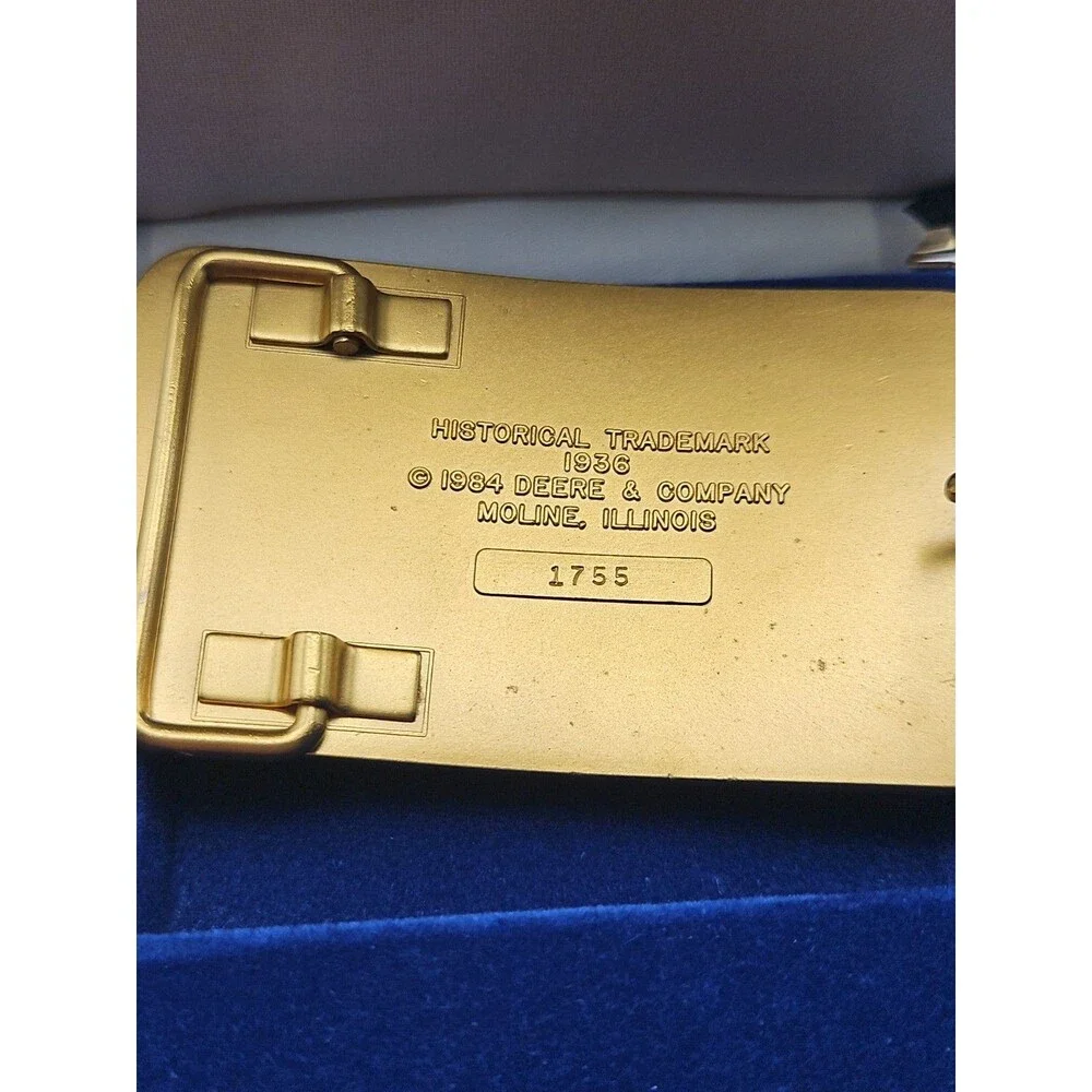 1984 JOHN DEERE Belt Buckle 1936 Historical Trademark 24-Carat Plated Limited
